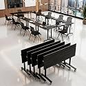 Folding Conference Table with Wheels, Mobile Flip-Top Training Table, Modular Space-Saving Meeting Table for Office, Classroom, Seminar, Library (10, Black, 47IN)