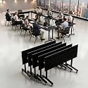 Folding Conference Table with Wheels, Mobile Flip-Top Training Table, Modular Space-Saving Meeting Table for Office, Classroom, Seminar, Library,Black,47IN,50