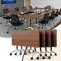 Folding Conference Tables,Flip Top Conference Room Table Mobile Training Tables for 8-10 People,Meeting Table with Silent Wheels for Office Seminar Classroom Tables(10,Walnut,70.8in)