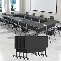 Folding Conference Tables,Flip Top Conference Room Table Mobile Training Tables for 8-10 People,Meeting Table with Silent Wheels for Office Seminar Classroom Tables(8,Dark Gray,55.1in)