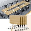 Folding Conference Tables,Flip Top Conference Room Table Mobile Training Tables for 8-10 People,Meeting Table with Silent Wheels for Office Seminar Classroom Tables(10,Maple Leaf,55.1in)