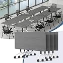 Folding Conference Tables,Flip Top Conference Room Table Mobile Training Tables for 8-10 People,Meeting Table with Silent Wheels for Office Seminar Classroom Tables(4,Gray,55.1in)