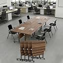 Folding Conference Tables,Flip Top Conference Room Table Mobile Training Tables for 8-10 People,Meeting Table with Silent Wheels for Office Seminar Classroom Tables (8,Walnut Color,62.9in)
