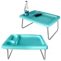 Folding Laptop Bed Tray Table (Set of 2), Turquoise Blue, 17 x 22 x 8 inches, Portable Indoor-Outdoor Bed Trays with Space for TV Dinners, Laptop, Utensils, and Drinks
