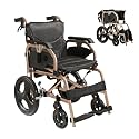 Folding Lightweight Wheelchair with 18 Inch Seat &amp; Aluminum Alloy Frame, 27 LBS Weight Capacity 250 LBS, 3 Second Fold with Double Brakes Anti Tip Wheels, Black+Gold
