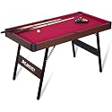 Folding Pool Table, Portable Billiard Game Tables for Kids and Adults, Mini Pool Table with Locking Legs, Adjustable Feet, Balls, Cues, Triangle, Chalk, Brush