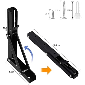 folding shelf brackets 14 inch heavy duty metal collapsible triangle shelf bracket diy wall mounted shelf bracket space saving for bench -4 packs