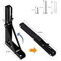 Folding Shelf Brackets 14 Inch, Heavy Duty Metal Collapsible Triangle Shelf Bracket, DIY Wall Mounted Shelf Bracket, Space Saving for Bench -4 Packs