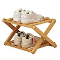Folding Shoe Rack, Bamboo Multi-Layer, Retractable Household Storage Shelf, Space-Saving Organizer(Brown)