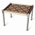 Folding Stainless Steel Stool Handwoven Rope Charpai for Home and Outdoor Use with Metal Legs Traditional Low Height Seating Living Room Balcony Patio Multipurpose (Pack of 1 Pcs)