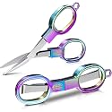 Folding Stainless Steel Travel Scissors – Mini Portable Safety Foldable Pocket Scissors for Travel, Home, Office, Sewing, Crafts, Nurses, Badge Holder Accessories, Outdoor Use