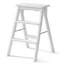 Folding Step Stool Step Stools Folding Stool for Adult/Seniors, Portable Wooden Step Ladder for Kitchen/b(White)