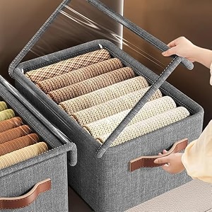 neutrino folding storage box with rod - jeans fabric closet storage box - drawers foldable clothing storage bins - 26 ltr foldable bag - double cloth with metal frame storage basket gr-26-ltr