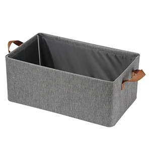 neutrino folding storage box with rod - jeans fabric closet storage box - drawers foldable clothing storage bins - 26 ltr foldable bag - double cloth with metal frame storage basket grey-24 ltr
