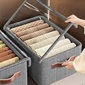 NEUTRINO Folding Storage Box With Rod - Jeans Fabric Closet Storage Box - Drawers Foldable Clothing Storage Bins - 26 Ltr Foldable Bag - Double Cloth With Metal Frame Storage Basket (GR-26-LTR-LID)