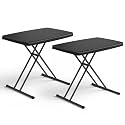 Folding Table 2 Pack,30 Inch-Small Desk Adjustable Height TV Tray for Laptop, Couch, Camping - Heavy Duty Utility Foldable Table for Small Spaces, No Assembly Required, Black Granite