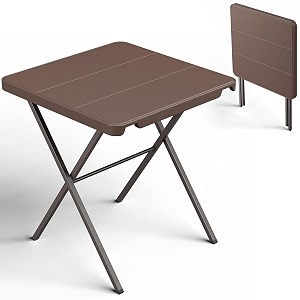 folding table 27 inch square foldable card table no assembly portable coffee table with heavy duty steel frame supports to 400lbs ideal for small spaces picnic camping rv travel parties brown