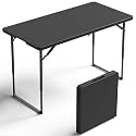 Folding Table 4FT Heavy Duty Plastic Table with Handle, Foldable&Portable, Fold-in-Half Utility Tables for Outdoor, Dining, Wedding, Events, Indoor, Picnic, Camping, Party, Black