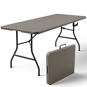 folding table 6ft heavy duty plastic table with handle foldableampportable fold-in-half utility tables for outdoor dining wedding events indoor picnic camping partykhaki