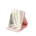 Folding Travel Makeup Mirror, Portable HD PU Vanity Mirror with Adjustable 90°/145° Stand, Ultrathin Rectangular Cosmetic Mirror for Home, Purse &amp; Travel Use
