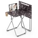 Folding TV Tray Table with Cup Holder, TV Dinner Table with Sturdy MDF Top, Eating Trays with Tablet Slot for Living Room, Bedroom, Sofa, 15 x 18.9 x 25.6 in (Black Marble, 2Pcs)