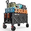 Blomoba Collapsible Wagon Cart with Wheels, 330lbs Heavy Duty Wagon, Black
