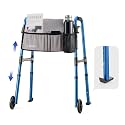 Loyoda Folding Walker for Seniors, Front Wheel Walker with Storage Bag & Rear Ski Glides, Height Adjustable, 350lbs Capacity, Blue