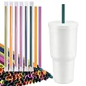 FoldTier 100 Pcs 12" Disposable Jumbo Smoothie Straws