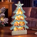 FoldTier Christmas Tree Seashell Display Case with Lights and Window