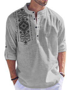FOLGEN Men Self Design Straight Kurta