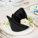 FOLINS&amp;HOME Black Cloth Napkins Set of 6, Decorative 20x20 Inch Napkins