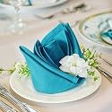 FOLINS&amp;HOME Teal Cloth Napkins Set of 6, Decorative 17x17 Inch Napkins