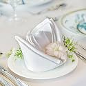 FOLINS&amp;HOME White Cloth Napkins Set of 6, Decorative 20x20 Inch Napkins