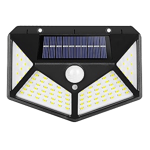 fome solar-powered security wall pir light with 270-degree wide angle motion sensor 100 leds ip65 waterproof and 3 working modes for outdoor garden yard and front door usepack of1