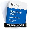 FOMIN - Paper Soap Sheets for Traveling - 100 Unscented Portable Camping Soap Sheets for Travel in Tin - Dissolvable Mini Portable Travel Soap Sheet for Hand Washing