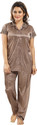 FOMTI Women Night Suit Set Brown Solid