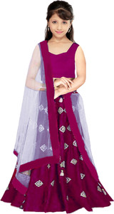 fond fashion girls lehenga choli ethnic wear embroidered ghagra choli dupatta set purple pack of 1