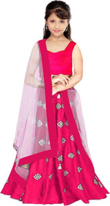 fond fashion indi girls lehenga choli ethnic wear embroidered ghagra choli dupatta set pink pack of 1