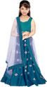 FOND FASHION Girls Lehenga Choli Ethnic Wear Embroidered Ghagra, Choli, Dupatta Set (Blue, Pack of 1)