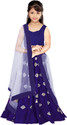 FOND FASHION Girls Lehenga Choli Ethnic Wear Embroidered Ghagra, Choli, Dupatta Set (Blue, Pack of 1)
