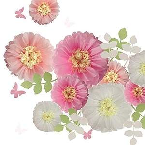 fonder mols tissue paper chrysanth flowers with butterfly and olive leaves baby shower nursery room parties amp events decorations pom poms set of 21 white pink