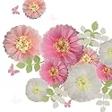 Fonder Mols Tissue Paper Chrysanth Flowers with Butterfly and Olive Leaves Baby Shower Nursery Room Parties & Events Decorations Pom Poms (Set of 21, White Pink)