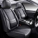 Foneso Seat Covers, Car Seat Covers Front Seats Back Seat Cover, Leather Seat Covers Seat Protector Fit (Black, Universal-M704)