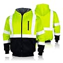 FONIRRA Men's High Visibility Safety ANSI Class 3 Lined Fleece Hoodie Sweatshirt with Black Bottom Jumper Workwear for Men(Yellow,3XL)