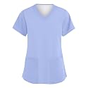 FONMA Scrub Tops for Women V Neck Stretch Shirts with Pockets Nurse Uniform