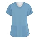 FONMA Scrub Tops for Women V Neck Stretch Shirts with Pockets Nurse Uniform