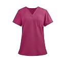 FONMA Scrub Tops for Women V Neck Stretch Shirts with Pockets Nurse Uniform