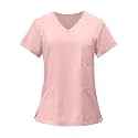 FONMA Scrub Tops for Women V Neck Stretch Shirts with Pockets Nurse Uniform