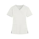 FONMA Scrub Tops for Women V Neck Stretch Shirts with Pockets Nurse Uniform
