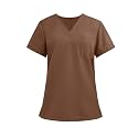 FONMA Scrub Tops for Women V Neck Stretch Shirts with Pockets Nurse Uniform